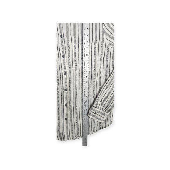 🛍️ Lucky Brand Stripe Button-Down Shirt - Women's Medium - Linen Blend - Picture 4 of 9